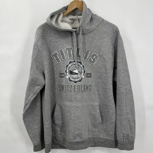 Titlis Switzerland Gray No Seams Hoodie XL Engleberg Alpine Town